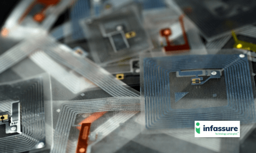 Close up of access control chips.